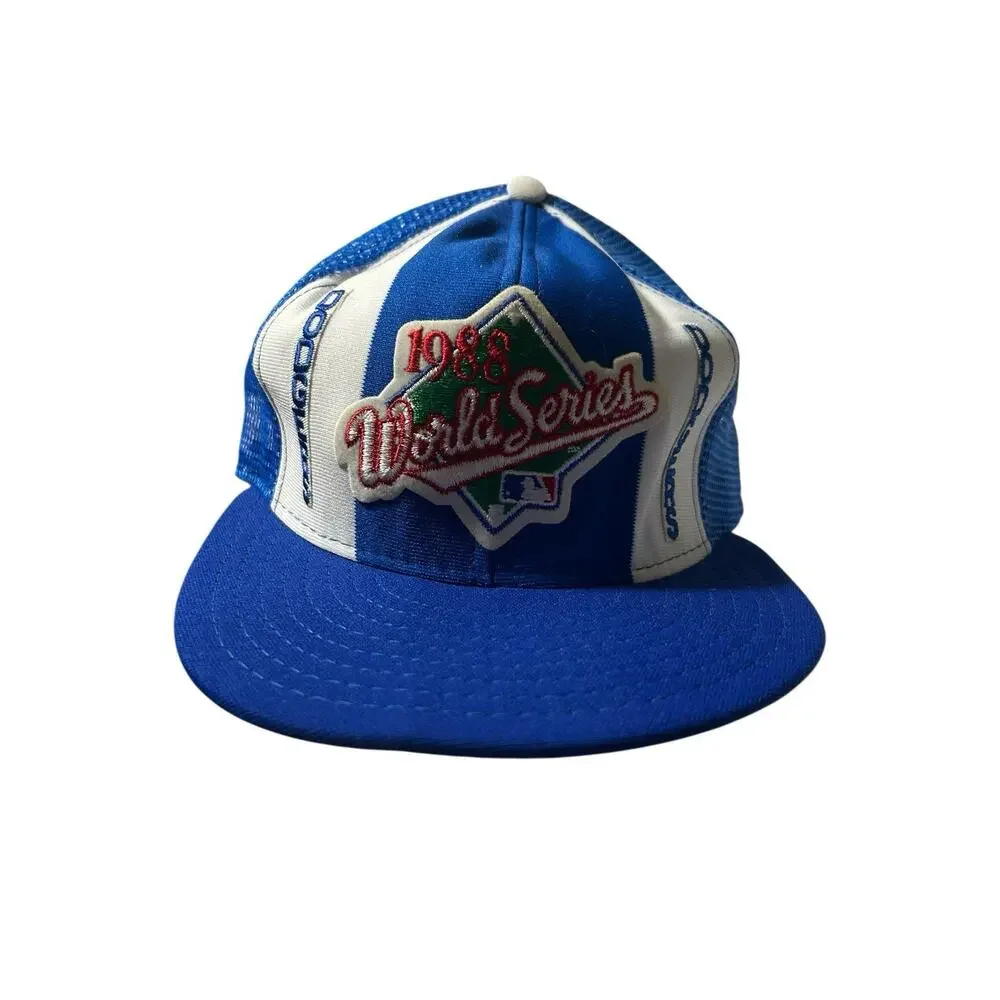 Vintage 1988 World Series LA Dodgers Hat Snapback Blue Mesh Champions READ FLAW
